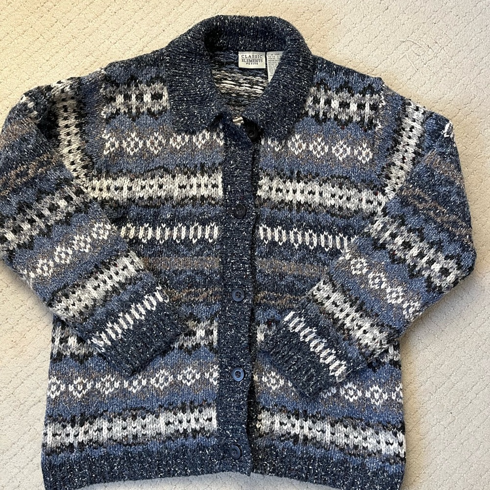 Classic Elements 90s Collared Cardigan Cottagecor… - image 1